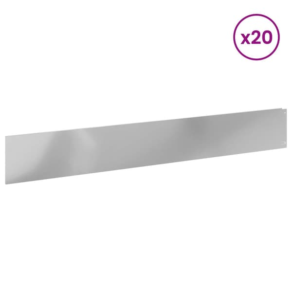 Kant för gräsmatta 20 pcs 100 x 15 cm Stål Silver