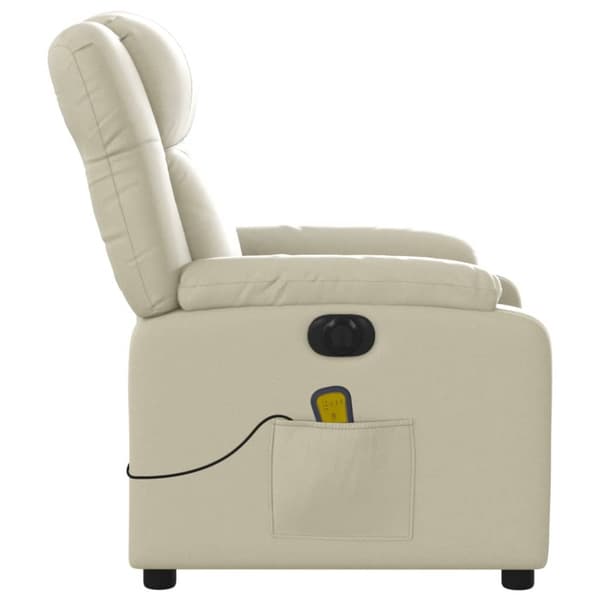 Elektrisk massagefåtölj gräddvit konstläder