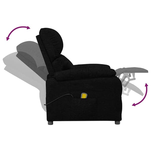 Massagefåtölj svart tyg