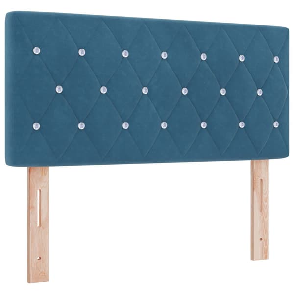 Boxspring säng med madrass och LED Blå 90 x 200 cm Sammet