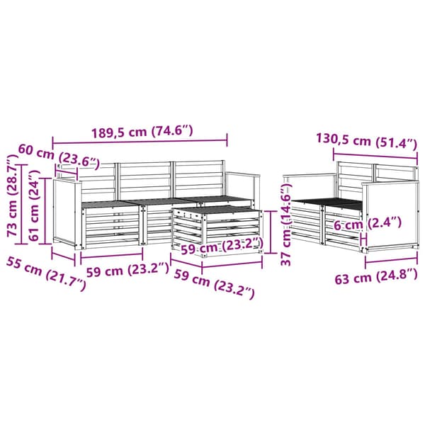 Soffgrupper 6 pcs Massivt Akaciaträ