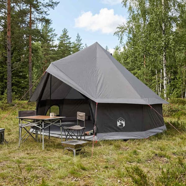 Tipi Tält Brun Grå 400 x 400 x 250 cm Polyester och Stål