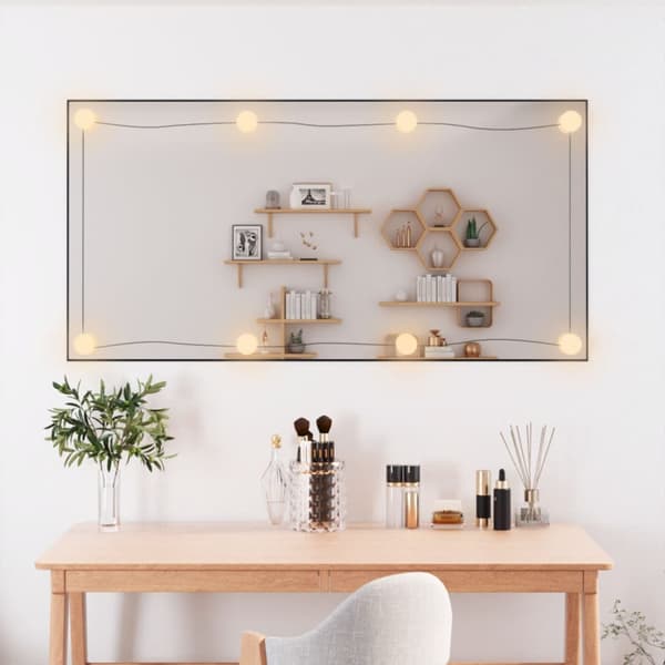 Väggspegel med LED-belysning 50x100 cm glas rektangulär
