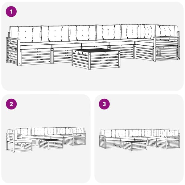 Utomhussoffset med kudde 7 pcs Vit och antracit