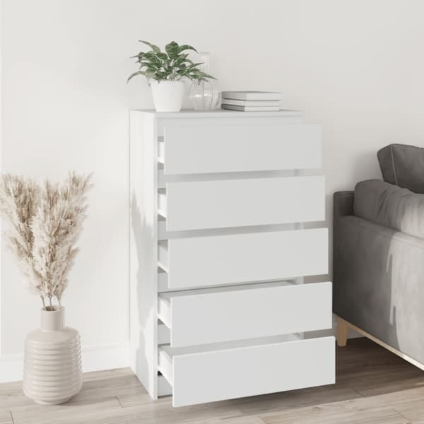 Byrå vit 60x36x103 cm konstruerat trä