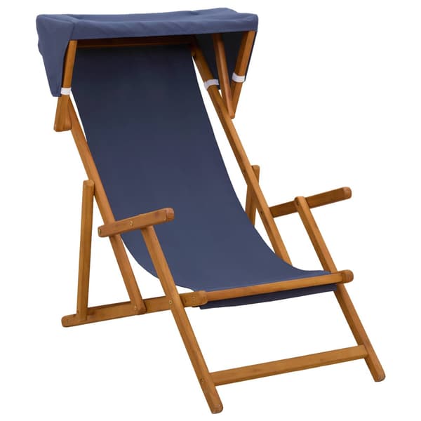 Deck Chair 2 st 3 Position Massiv Eukalyptus Trä Blå
