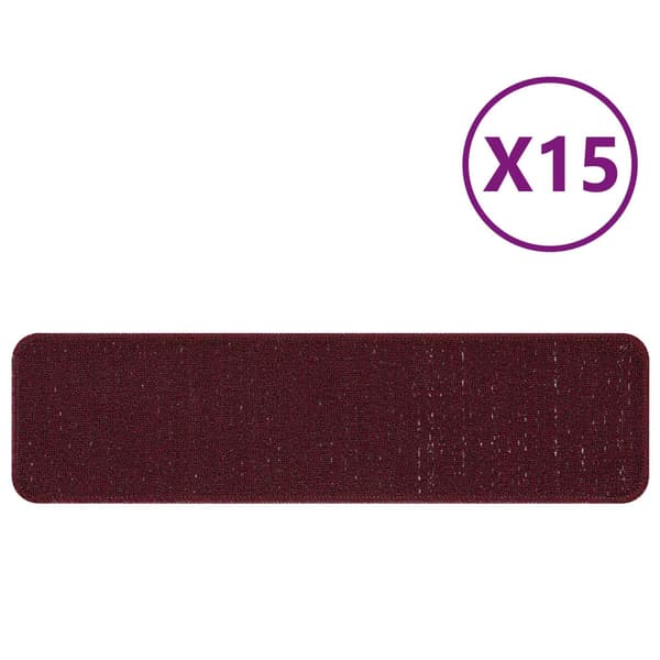 Halkfria trappmattor 15 pcs Bordeaux 75 x 20 cm PP