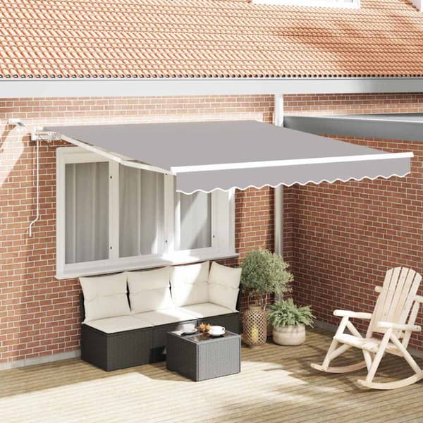 Utfällbar markis Ljusgrå 300 x 250 cm Polyester och metall