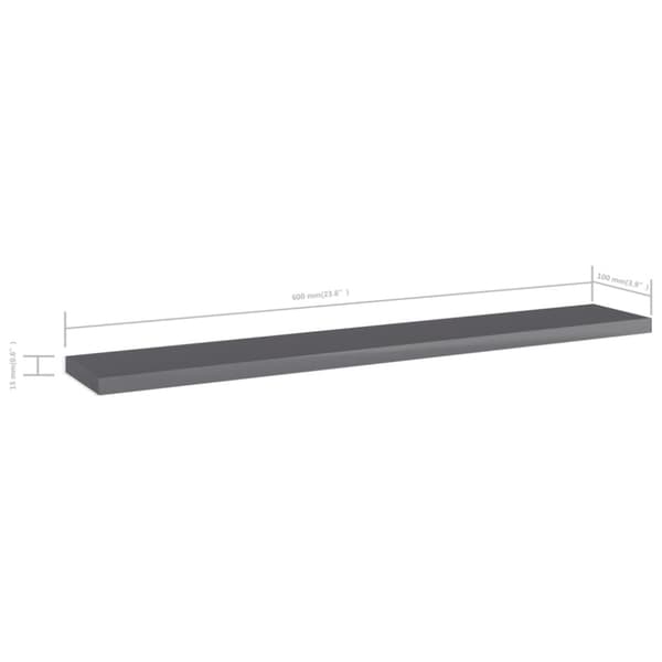 Hyllplan 4 st grå högglans 60x10x1,5 cm konstruerat trä