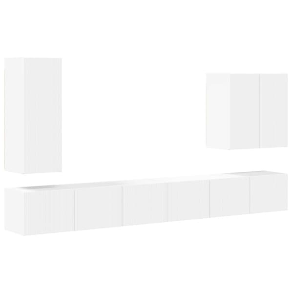 TV väggskåp set Väggmonterad 6 pcs Vit