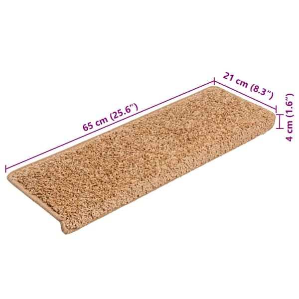 Trappmattor 20 st 65x21x4 cm beige rektangulär kant