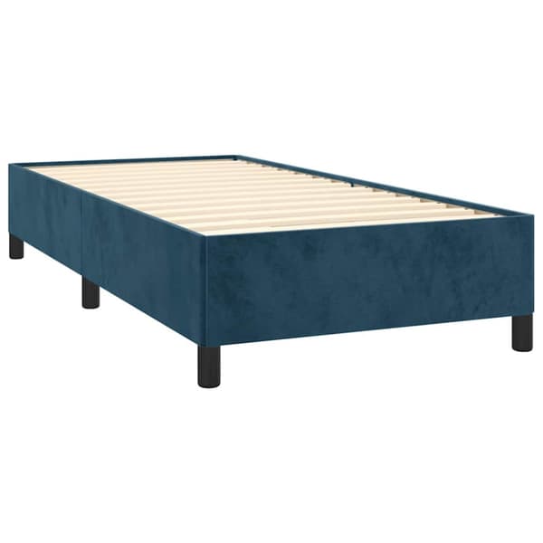 Ramsäng med madrass mörkblå 100x200 cm sammet