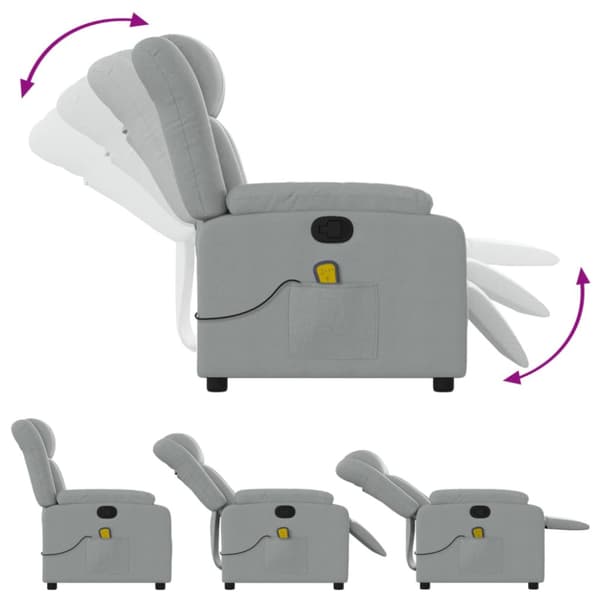 Massagefåtölj ljusgrå tyg