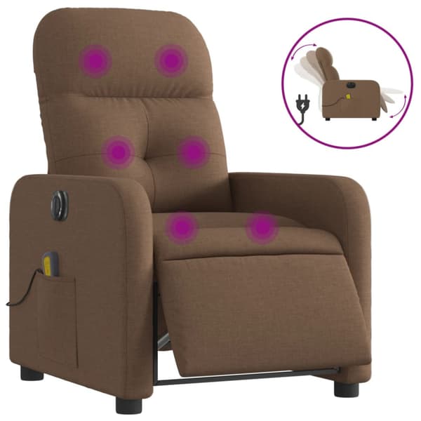 Elektrisk massagefåtölj brun tyg