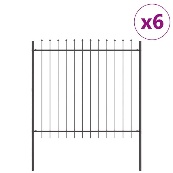 Trädgårdsstängsel 6 pcs Grå 10,2 x 1,5 m Pulverlackerad stål