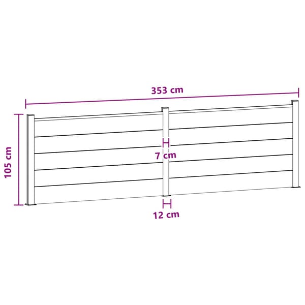 Stängselpanel 2 pcs WPC och aluminium Svart