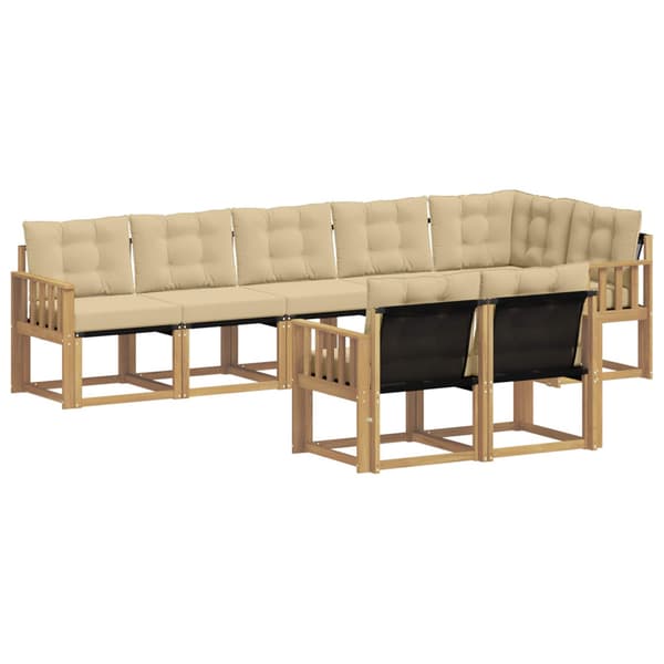 Utomhussoffset med kudde 8 pcs Vit och Beige