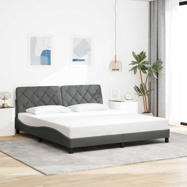 Bed Frame without Mattress Dark Grey 180x200 cm Fabric