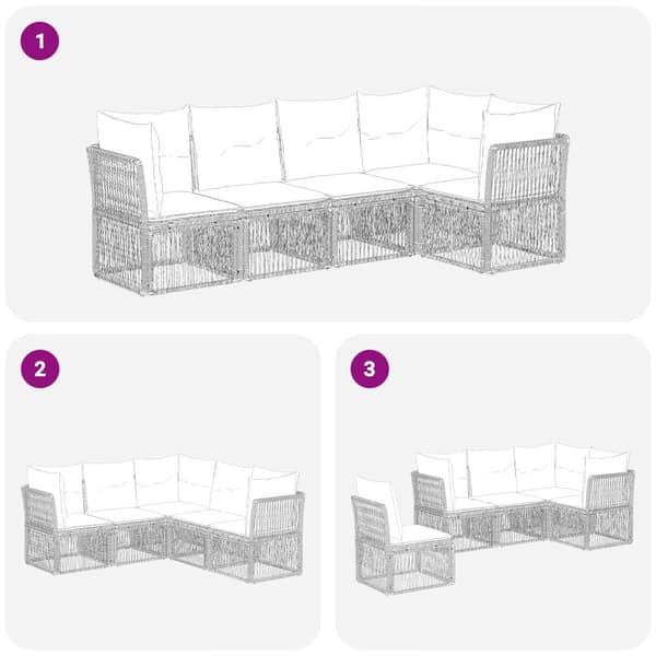 Trädgårdsoffset 5 pcs Beige konstrotting