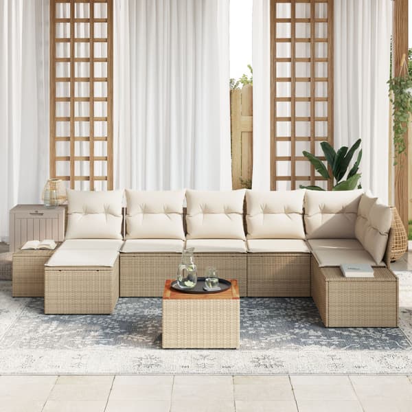 Trädgårdsoffset 8 pcs Beige och vit