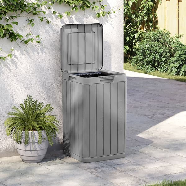 Soptunna för utomhusbruk grå 38x38x65 cm PP