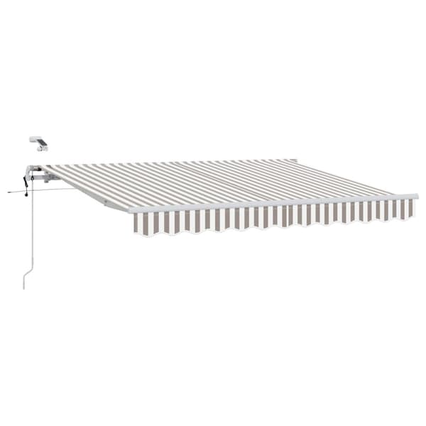 Utfällbar markis Ljusgrå och vit. 450 × 350 cm