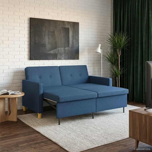 Pull Out Sofa Bed Blå Tyg