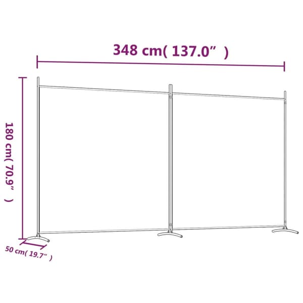 Rumsavdelare 2 paneler vit 348x180 cm tyg
