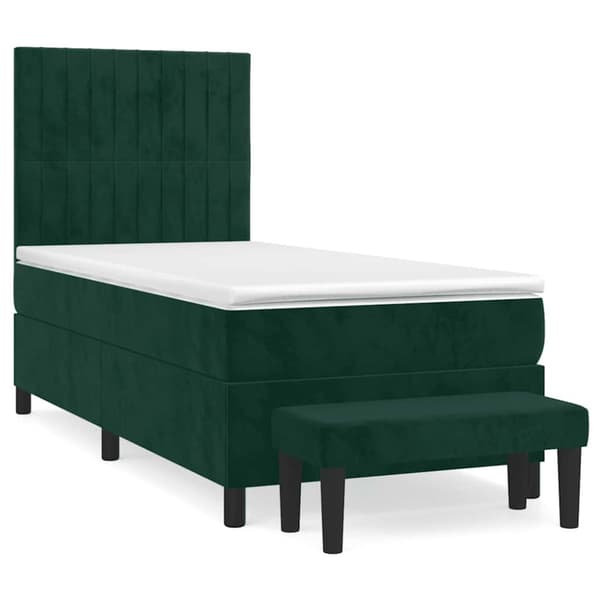 Ramsäng med madrass mörkgrön 90x190 cm sammet