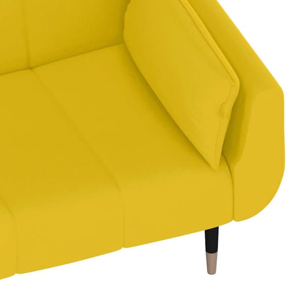 Bäddsoffa 2-sits med två kuddar gul sammet