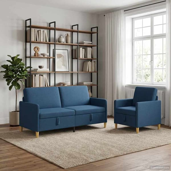 Soffgrupp med förvaring 2 pcs Blå Polyester