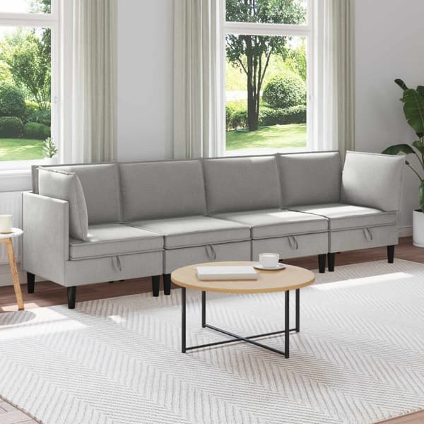 Möbelset för vardagsrummet 4 pcs Ljusgrå Tyg