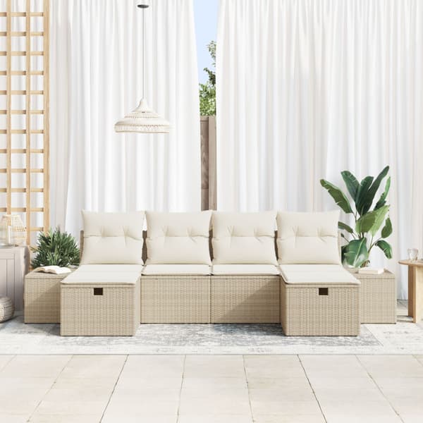 Trädgårdsoffset 6 st Beige konstrotting
