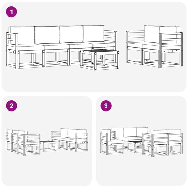 Utomhussoffset med kudde 7 pcs Vit och Beige