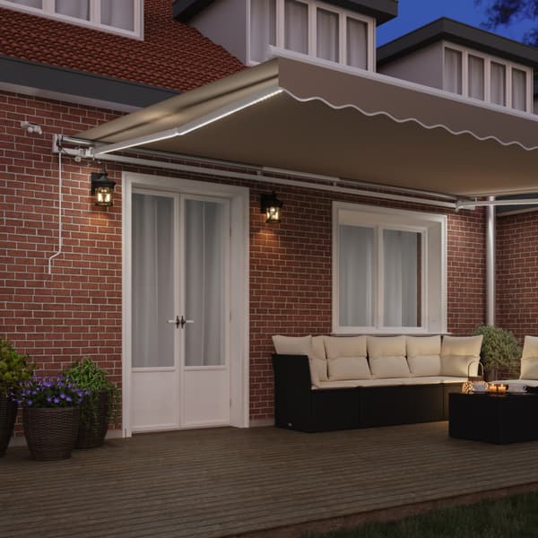 Utfällbar markis Beige 500 × 350 cm Polyester och metall