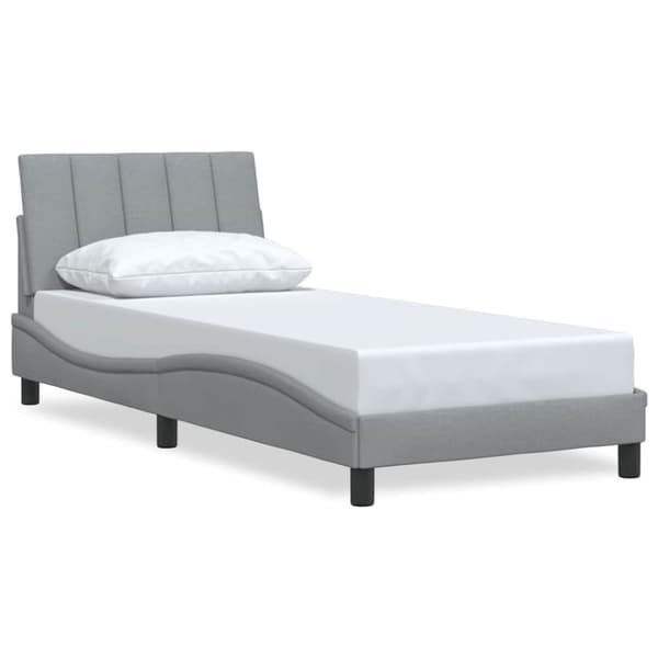 Bed Frame without Mattress "Hanko" Light Grey 90x200 cm Fabric