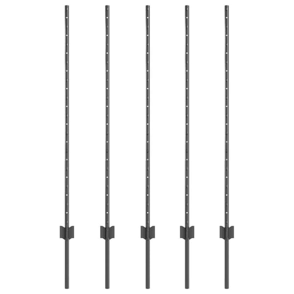 Stängselstolpe 5 pcs Grå 120 cm Stål