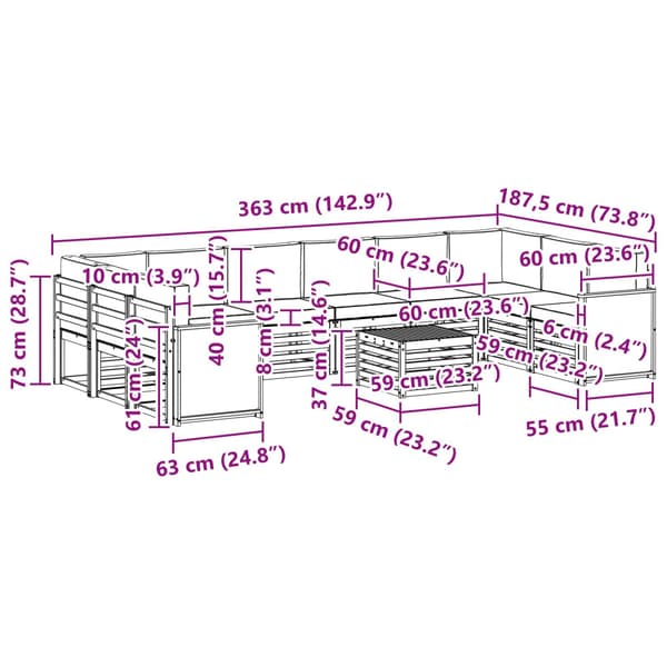 Sektionsoffgrupp med kudde 8 pcs
