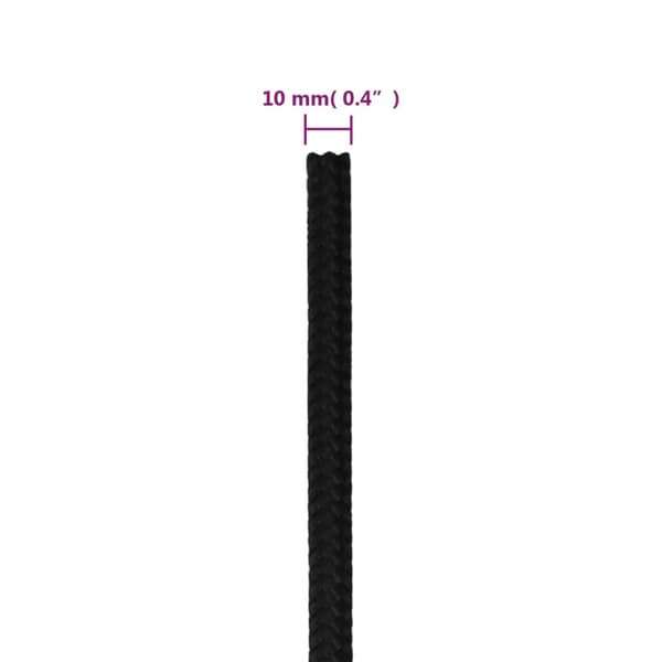 Rep svart 10 mm 50 m polyester