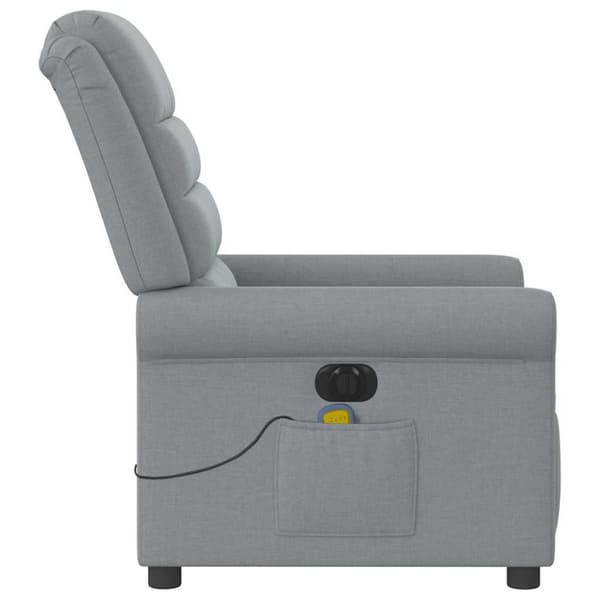 Elektrisk massagefåtölj ljusgrå tyg