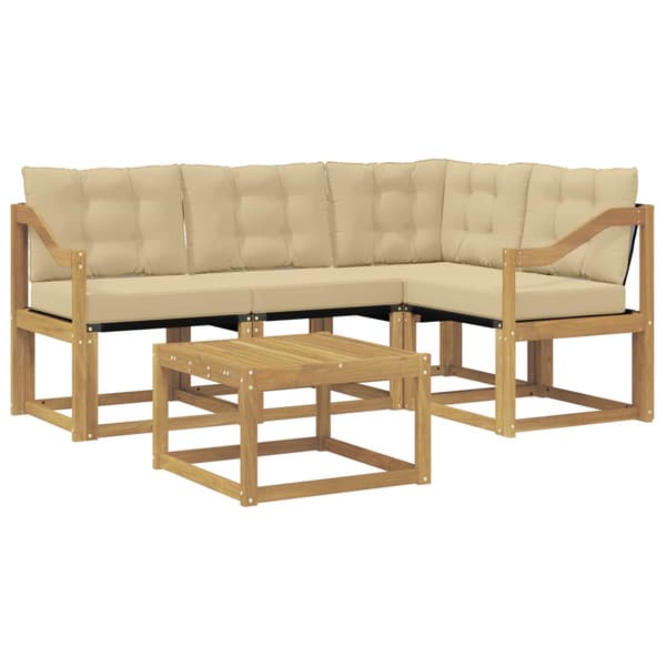 Utomhussoffset med kudde 5 pcs Vit och Beige