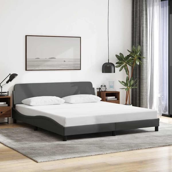 Bed Frame "Dover" Dark Grey 152x203 cm Fabric