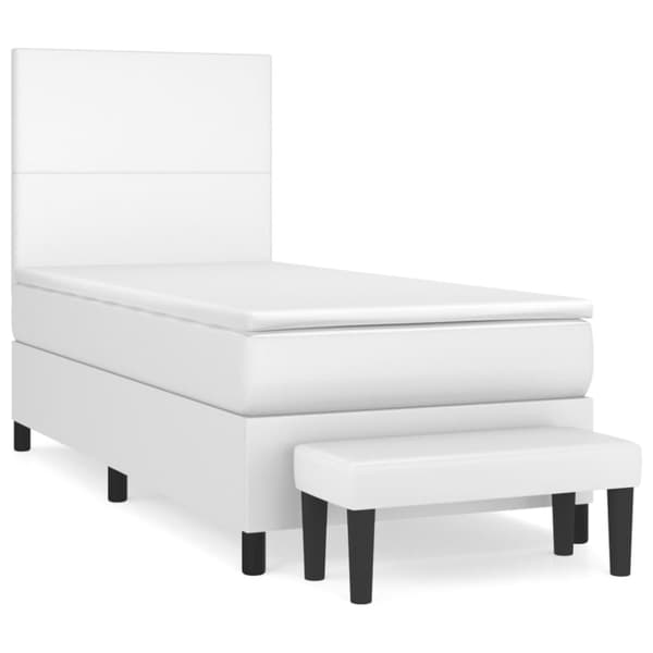 Ramsäng med madrass vit 90x190 cm konstläder