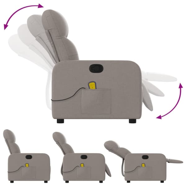 Massagefåtölj taupe tyg