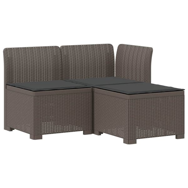 3-sits trädgårdsoffa med kuddar Rattan-look PP Ljusgrå
