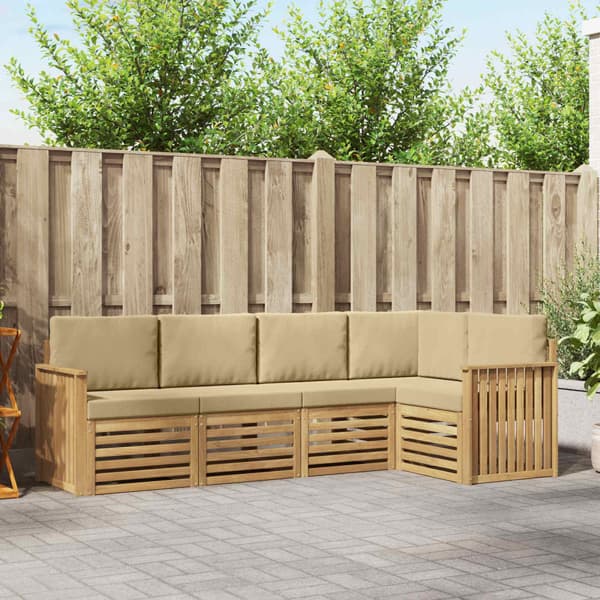 Utomhussoffset 5 pcs Vit och Beige 247 x 128,5 x 73 cm