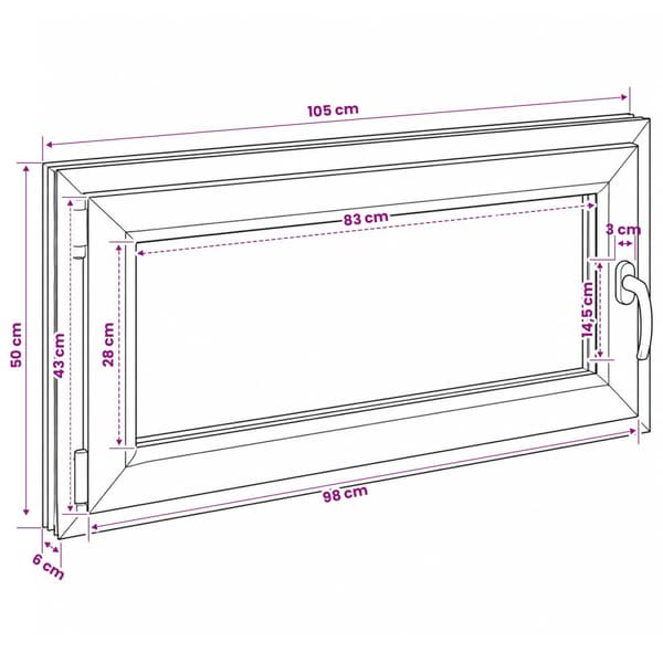 Källarfönster RISOR 50 x 55 cm PVC och glas