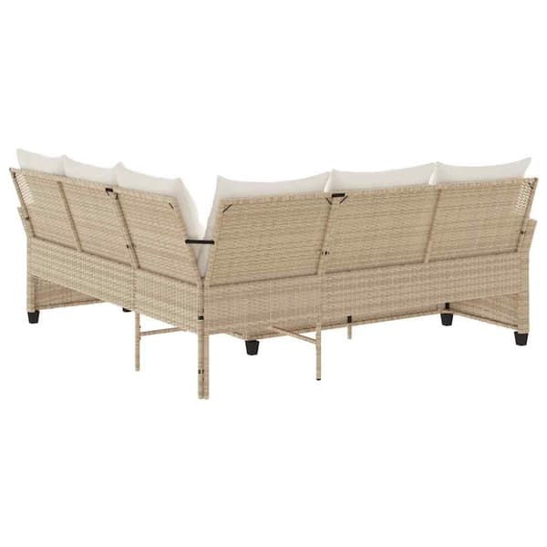 L-formad soffsoffa med kuddar beige konstrotting