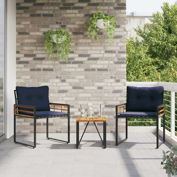 Utemöbelset med kudde 3 pcs Marinblå