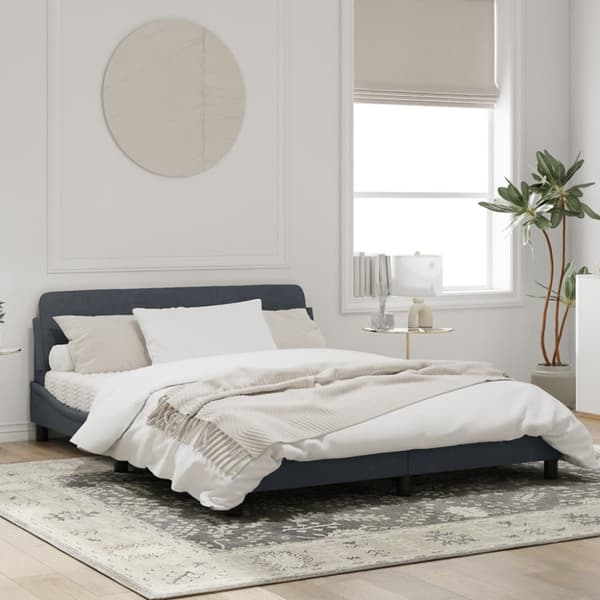 Bed Frame "Dover" Dark Grey 160x200 cm Velvet
